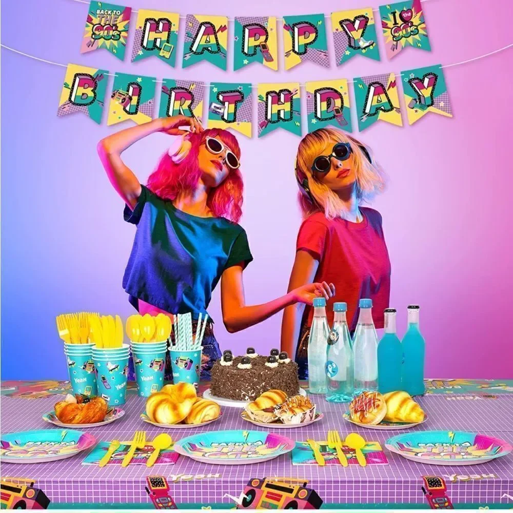 90’s Birthday Party decorations Serves 16, set of 130 NWT